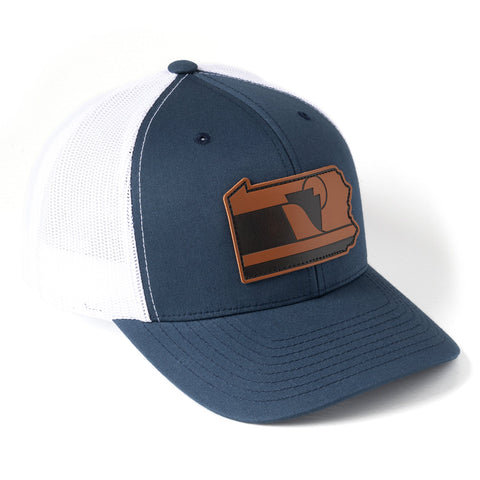 Snapback Trucker Hat - The Carnegie Pennsylvania Leather Patch Cap | Stylish Meshback Snapback Hat - YinzerShop