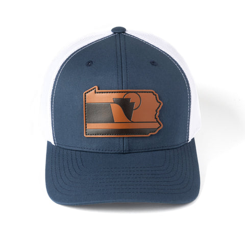 Snapback Trucker Hat - The Carnegie Pennsylvania Leather Patch Cap | Stylish Meshback Snapback Hat - YinzerShop