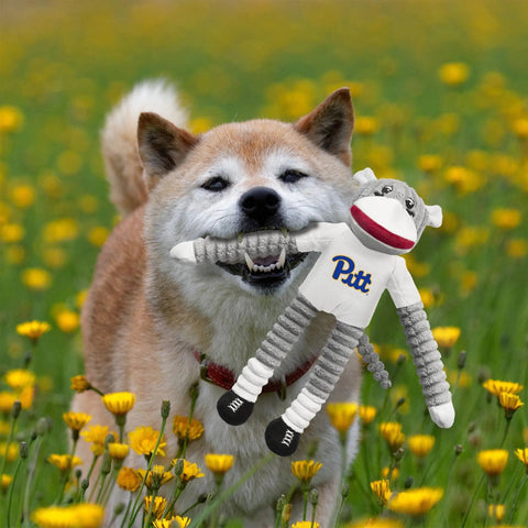 Sock Monkey Pet Toy – University of Pittsburgh Licensed Dog Chew Toy with Squeaker Pet Toy - YinzerShop