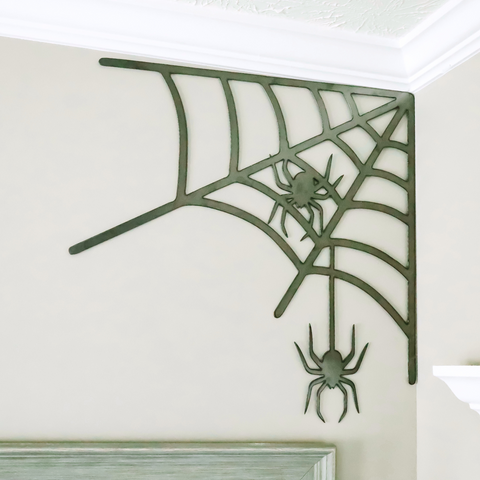 Spiderweb Wall Decor – Large Steel Halloween Spiderweb Sign | Corner Wall Art