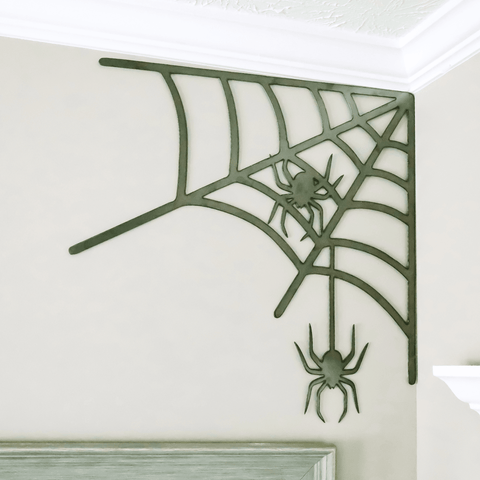 Spiderweb Wall Decor – Large Steel Halloween Spiderweb Sign | Corner Wall Art Wall Decor - YinzerShop