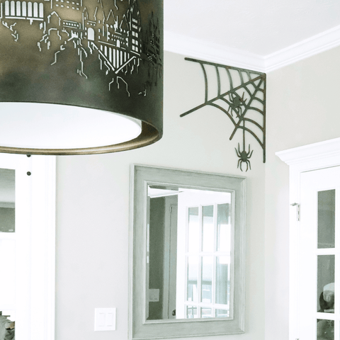 Spiderweb Wall Decor – Large Steel Halloween Spiderweb Sign | Corner Wall Art Wall Decor - YinzerShop