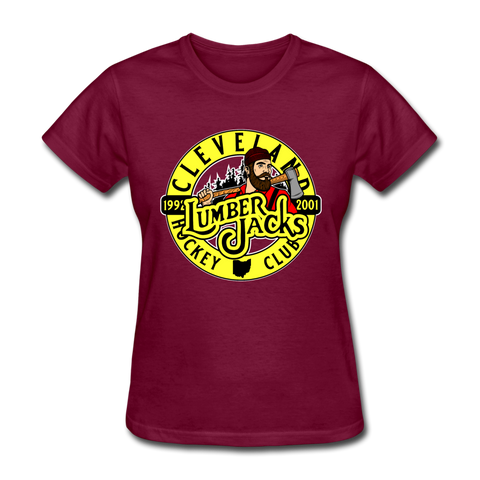 Cleveland Lumberjacks Women's T-Shirt Early 90s  Vintage Ice Hockey burgundy S 