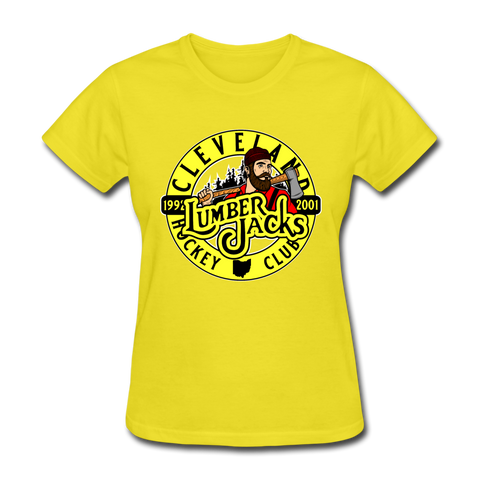 Cleveland Lumberjacks Women's T-Shirt Early 90s  Vintage Ice Hockey yellow S 