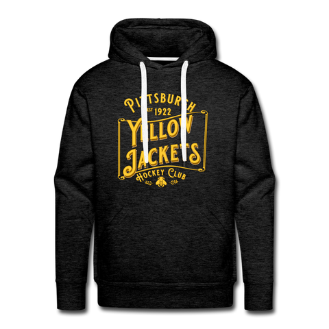 Pittsburgh Yellow Jackets Text Hoodie (Premium)  Vintage Ice Hockey charcoal grey S 