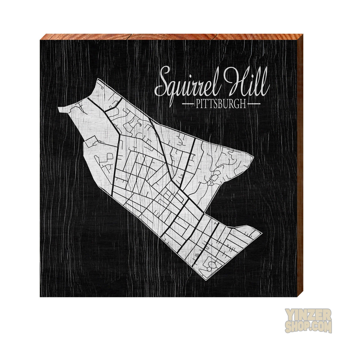 Squirrel Hill Pittsburgh, PA Neighborhood Map Wooden Wall Art Wood Picture MillWoodArt   