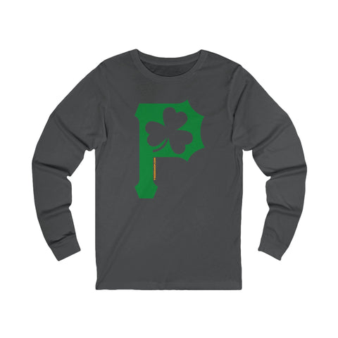 St. Patty's Day Clover - P for Pittsburgh Series - Long Sleeve Tee Long Sleeve Shirt - YinzerShop
