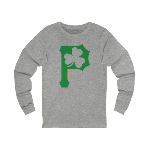 St. Patty's Day Clover - P for Pittsburgh Series - Long Sleeve Tee Long Sleeve Shirt - YinzerShop
