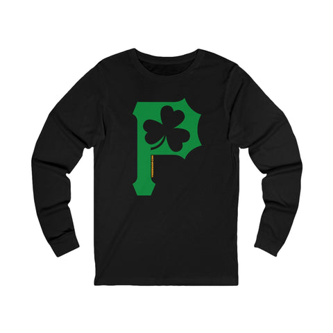 St. Patty's Day Clover - P for Pittsburgh Series - Long Sleeve Tee Long Sleeve Shirt - YinzerShop
