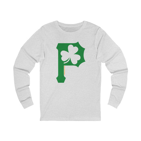St. Patty's Day Clover - P for Pittsburgh Series - Long Sleeve Tee Long Sleeve Shirt - YinzerShop