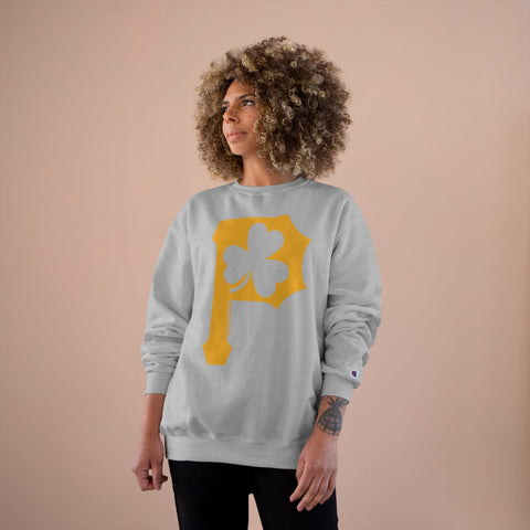 St. Patty's Day Clover - P is for Pittsburgh - Champion Crewneck Sweatshirt Sweatshirt - YinzerShop