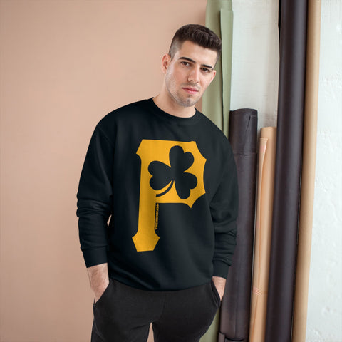 St. Patty's Day Clover - P is for Pittsburgh - Champion Crewneck Sweatshirt Sweatshirt - YinzerShop