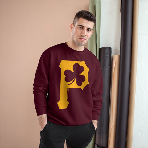 St. Patty's Day Clover - P is for Pittsburgh - Champion Crewneck Sweatshirt Sweatshirt - YinzerShop