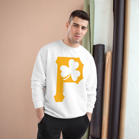 St. Patty's Day Clover - P is for Pittsburgh - Champion Crewneck Sweatshirt Sweatshirt - YinzerShop