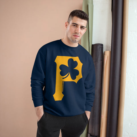 St. Patty's Day Clover - P is for Pittsburgh - Champion Crewneck Sweatshirt Sweatshirt - YinzerShop