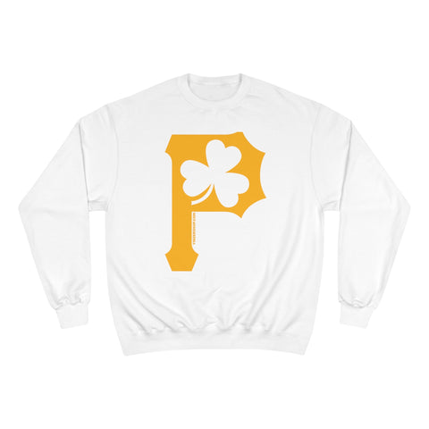 St. Patty's Day Clover - P is for Pittsburgh - Champion Crewneck Sweatshirt Sweatshirt - YinzerShop