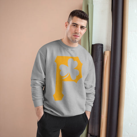 St. Patty's Day Clover - P is for Pittsburgh - Champion Crewneck Sweatshirt Sweatshirt - YinzerShop