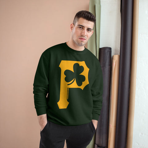 St. Patty's Day Clover - P is for Pittsburgh - Champion Crewneck Sweatshirt Sweatshirt - YinzerShop