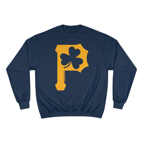 St. Patty's Day Clover - P is for Pittsburgh - Champion Crewneck Sweatshirt Sweatshirt - YinzerShop