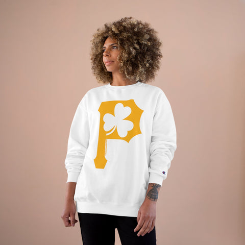St. Patty's Day Clover - P is for Pittsburgh - Champion Crewneck Sweatshirt Sweatshirt - YinzerShop