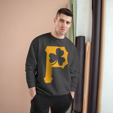 St. Patty's Day Clover - P is for Pittsburgh - Champion Crewneck Sweatshirt Sweatshirt - YinzerShop
