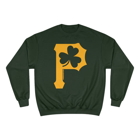 St. Patty's Day Clover - P is for Pittsburgh - Champion Crewneck Sweatshirt Sweatshirt - YinzerShop