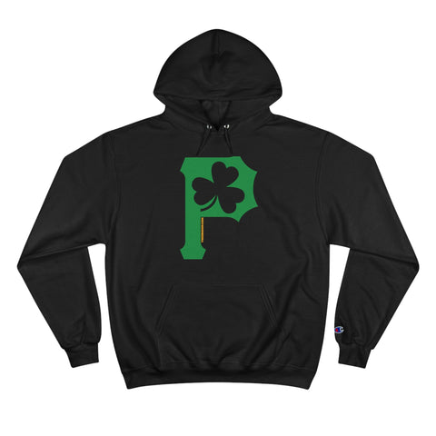 St. Patty's Day Clover - P is for Pittsburgh Series - Champion Hoodie Hoodie - YinzerShop