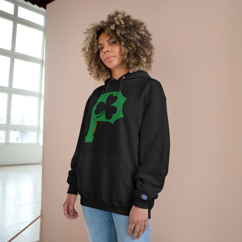 St. Patty's Day Clover - P is for Pittsburgh Series - Champion Hoodie Hoodie - YinzerShop