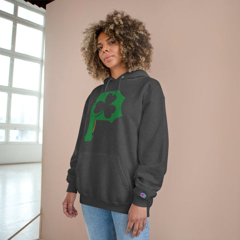 St. Patty's Day Clover - P is for Pittsburgh Series - Champion Hoodie Hoodie - YinzerShop