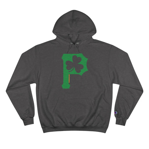 St. Patty's Day Clover - P is for Pittsburgh Series - Champion Hoodie Hoodie - YinzerShop