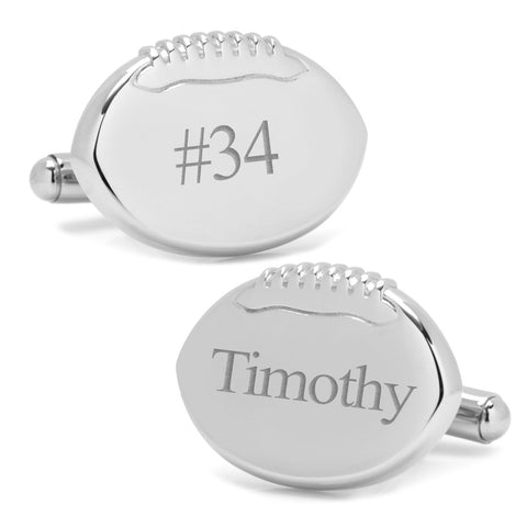 Stainless Steel Engravable Football Cufflinks Cufflinks - YinzerShop