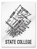 State College, Pennsylvania Street Map print School Street Posters White Background / Black Map 18" x 22" Metal Print