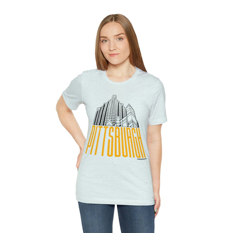 Steel Building Pittsburgh T-Shirt - Short Sleeve Tee T-Shirt Printify   