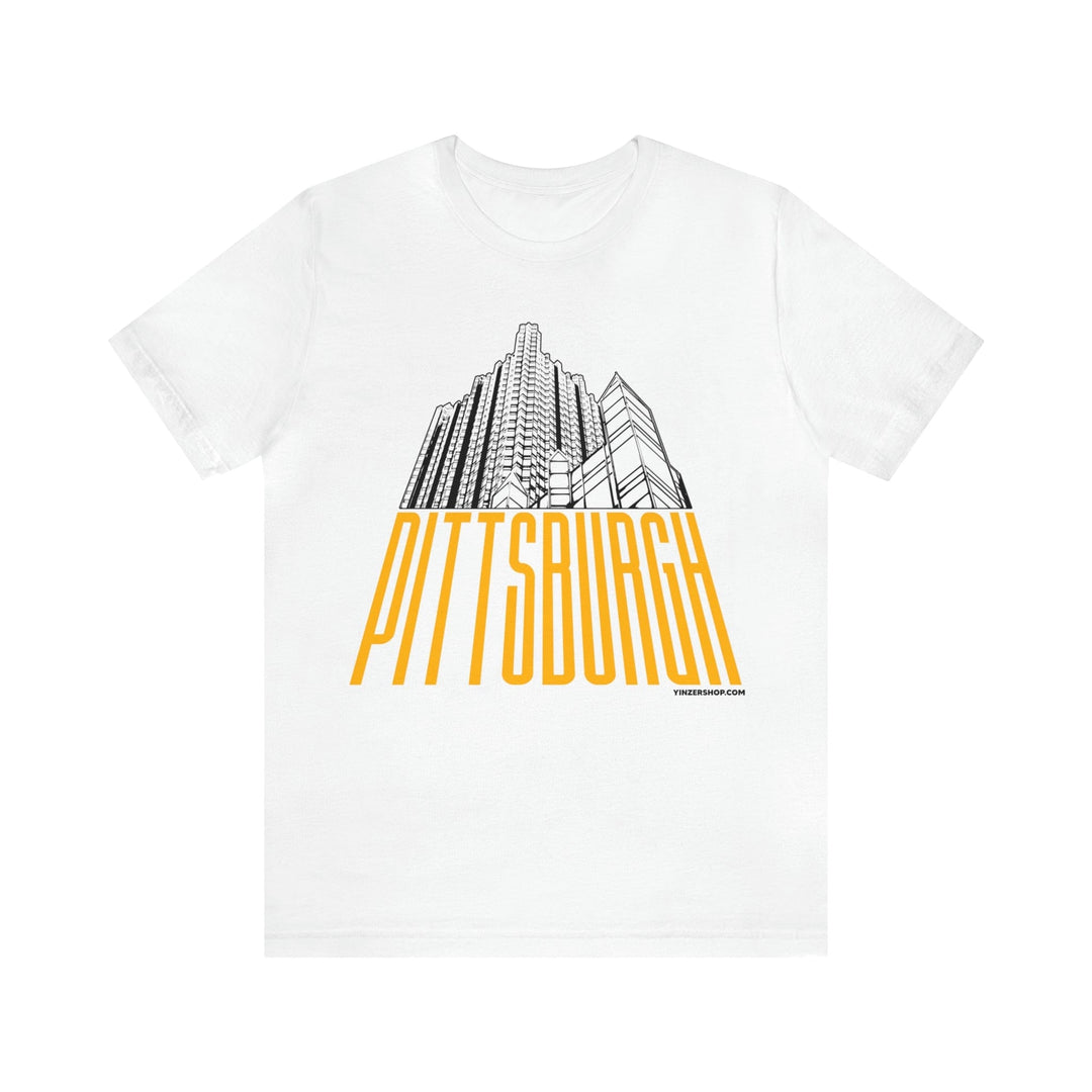 Steel Building Pittsburgh T-Shirt - Short Sleeve Tee T-Shirt Printify White S 