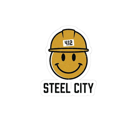 Steel City 412 Hard Hat Smiley Sticker, Kiss-Cut Vinyl Paper Products - YinzerShop
