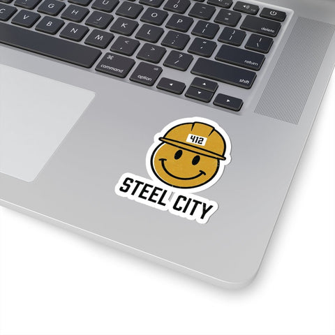 Steel City 412 Hard Hat Smiley Sticker, Kiss-Cut Vinyl Paper Products - YinzerShop
