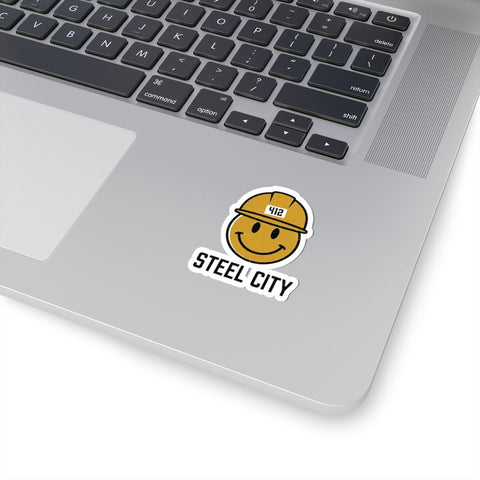 Steel City 412 Hard Hat Smiley Sticker, Kiss-Cut Vinyl Paper Products - YinzerShop