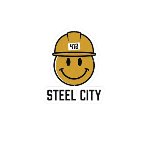 Steel City 412 Hard Hat Smiley Sticker, Kiss-Cut Vinyl Paper Products - YinzerShop