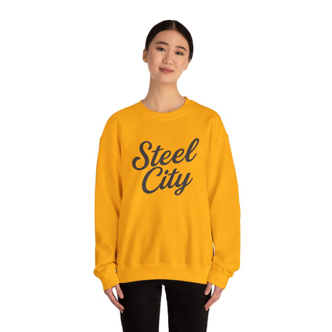 Steel City Cursive Print - Heavy Blend™ Crewneck Sweatshirt Sweatshirt - YinzerShop