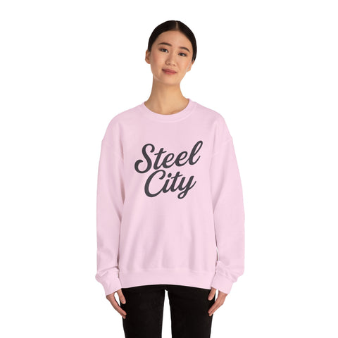 Steel City Cursive Print - Heavy Blend™ Crewneck Sweatshirt Sweatshirt - YinzerShop