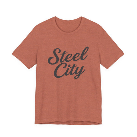 Steel City Cursive Print - Unisex Jersey Short Sleeve Tee T-Shirt - YinzerShop