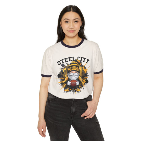 Steel City Gnome - Unisex Cotton Ringer T-Shirt T-Shirt - YinzerShop
