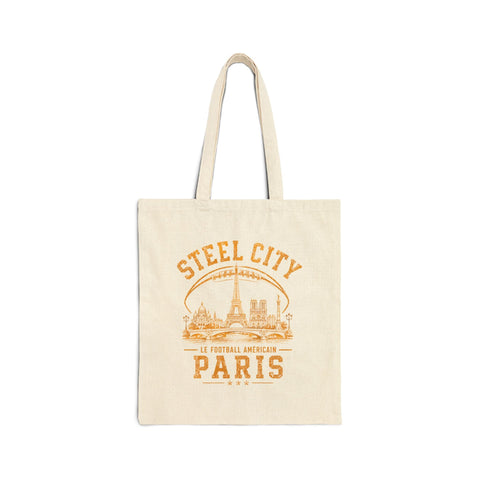 Steel City Paris Canvas Tote Bag — Vintage Eiffel Skyline Grocery Tote Bag - YinzerShop