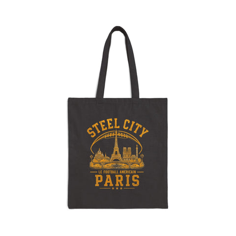 Steel City Paris Canvas Tote Bag — Vintage Eiffel Skyline Grocery Tote Bag - YinzerShop