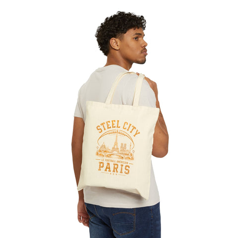Steel City Paris Canvas Tote Bag — Vintage Eiffel Skyline Grocery Tote Bag - YinzerShop