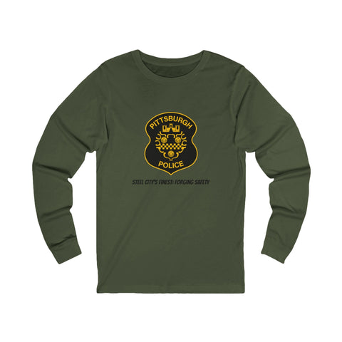 Steel City’s Finest: Forging Safety Pittsburgh Police Department Badge Unisex Jersey Long Sleeve Tee Long Sleeve Shirt - YinzerShop