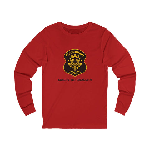 Steel City’s Finest: Forging Safety Pittsburgh Police Department Badge Unisex Jersey Long Sleeve Tee Long Sleeve Shirt - YinzerShop