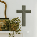 Steel Cross Wall Decor - Unique Recycled Steel Cross Wall Art Sign 20x12 Inches Wall Decor - YinzerShop