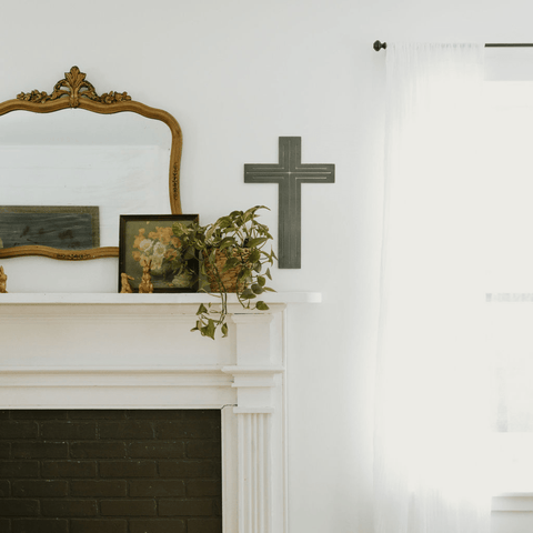 Steel Cross Wall Decor - Unique Recycled Steel Cross Wall Art Sign 20x12 Inches Wall Decor - YinzerShop