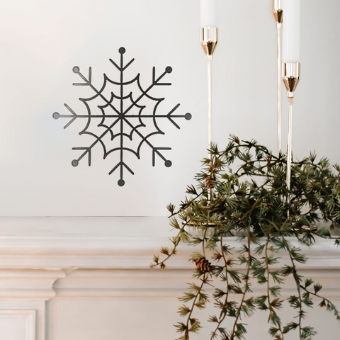 Steel Snowflake Decor - 12" Durable Winter Wall Art | Rust-Resistant Holiday Metal Sign